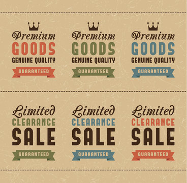 Set of discount sale and quality labels