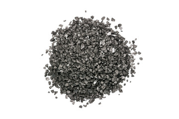 Black Volcanic Salt Pile On White Background