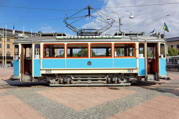Fototapeta na wymiar Historische Straßenbahn in Göteborg