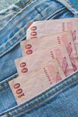 Banknote in  jeans pocket