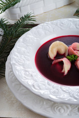 Borsch with dumplings