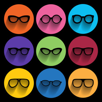 Glasses frame icons. Vector illustration.