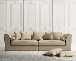 Luxury classic elegant white  living room with rug