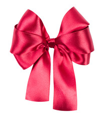red bow made from silk ribbon isolated