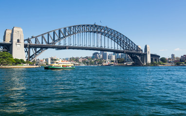Fototapeta premium Dramatyczne zdjęcie panoramiczne Sydney harbour