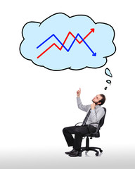 businessman pointing to chart