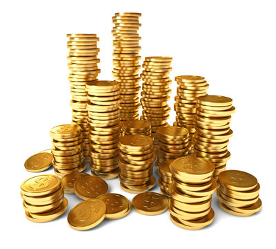 A pile of gold coins