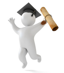 Cartoon mascot character graduation