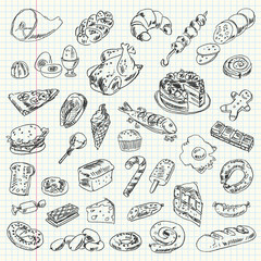 Freehand drawing high-calorie food