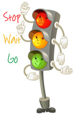 Traffic light. Follow the rules of the road. Rules for pedestria