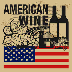 Grunge rubber stamp or label with words American Wine
