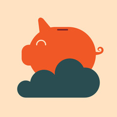 Happy piggy bank with cloud, Business idea