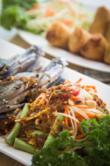 spicy papaya salad with sea crab