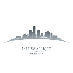Fototapeta premium Milwaukee Wisconsin city skyline silhouette whitek background