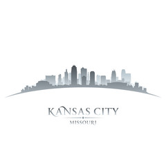 Naklejka premium Kansas city Missouri skyline silhouette white background