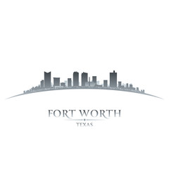 Fort Worth Texas city skyline silhouette white background