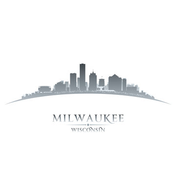Milwaukee Wisconsin city skyline silhouette whitek background