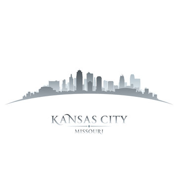 Kansas city Missouri skyline silhouette white background