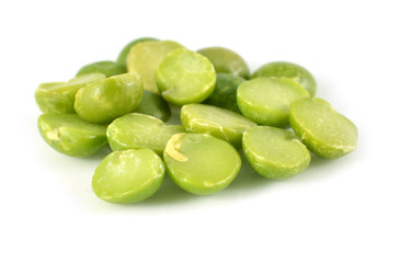 pile of dry green peas isolated on a white background