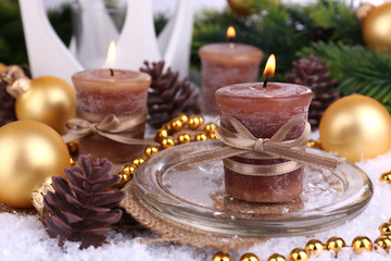 Christmas candles close up