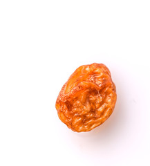 Raisins on white background