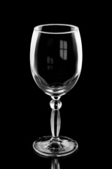 empty wine glass isolated on black