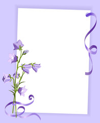 Obraz premium card with a bouquet of bluebells and ribbon