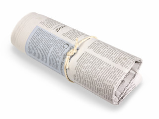 rolled newspaper