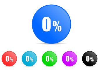 0 percent icon vector set