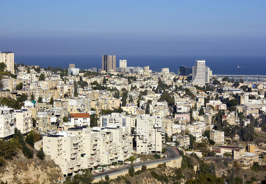 view of the districts lower town Haifa, Israel