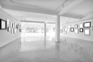 Modern light hall with empty placards