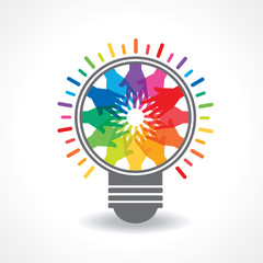 colorful hands make a light -bulb stock vector