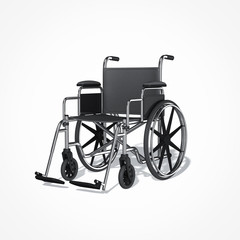 empty wheelchair isolated on white background