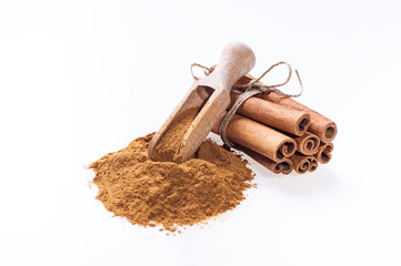 Cinnamon sticks and cinnamon powder