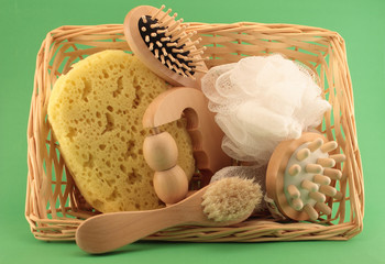 Basket with beauty and SPA articles