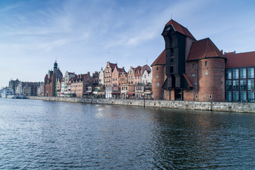Gdansk Old Town over Motlawa river, Poland