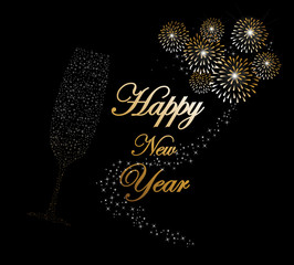 Happy new year 2014 champagne fireworks background