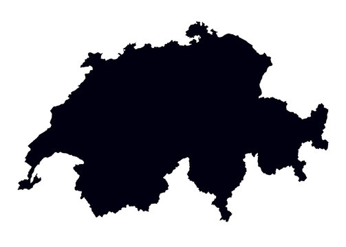 black and white map of Switzerland