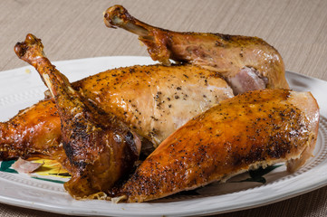 Roasted turkey on a platter
