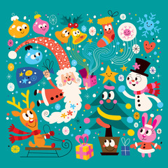 Merry Christmas and Happy New Year Greeting card