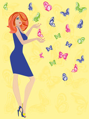 Obraz na płótnie Canvas Woman with butterflies