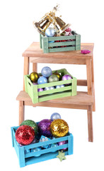 Boxes with Christmas decorations