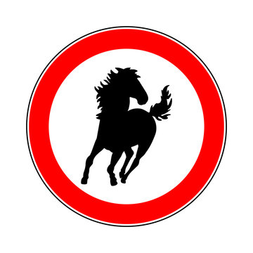 symbol schild achtung pferdebetrieb