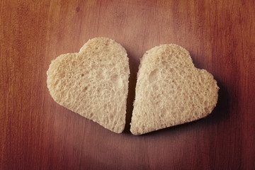two hearts shape of bread
