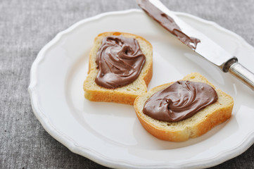 Bread with hazelnut cream