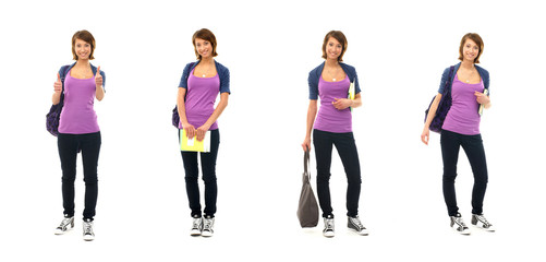 Fototapeta premium A collage of teenage girls in casual clothes on white
