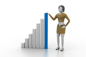 Business woman standing near the financial graph