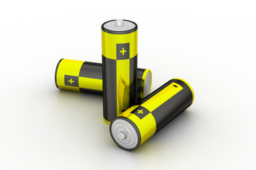 Batteries in white background