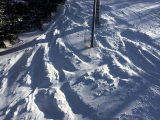 Ski tracks in the powder snow