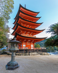 Fototapeta premium Five-storied pagoda at Toyokuni Shrine in Miyajima